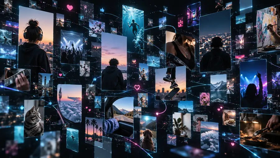 Illustrative visual representing an unstructured collection of content references